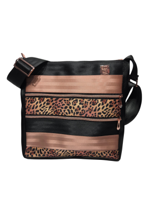 Leopard and Dusty Coral Garnet Crossbody Bag